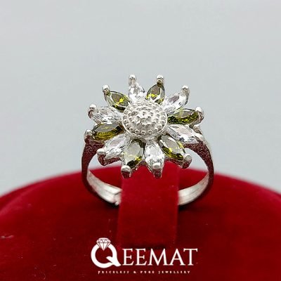 Party Wear 925 Sterling Silver Ring For Girls - Petal Zircon Stones