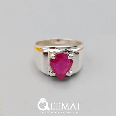 Pear Cut Garnet Stone Ring - Made of 925 Sterling Silver