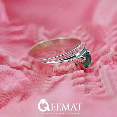 Round Emerald Solitaire Ring - Unisex Simple Green Stone Ring
