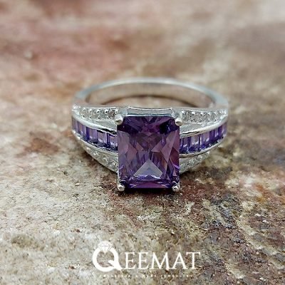 Handmade Purple Zircon Stone Silver Ring for Ladies - 925 Silver