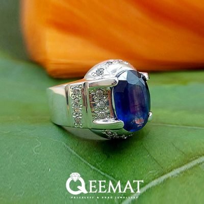 Handcrafted Blue Sapphire Ring For Men - Made in 925 Silver