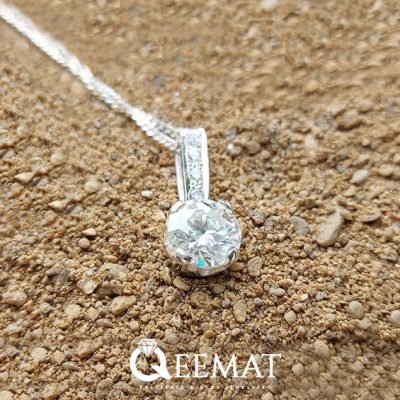 Silver Made Moissanite Necklace With A Chain For Girls (Silver Made Pendant)