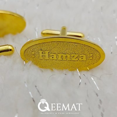 Custom Name Printed Cufflinks Made of 925 Silver in 24k Gold Plated