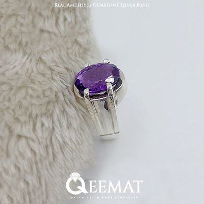 Men's Real Amethyst Sterling Silver Ring - Indigo Color Stone