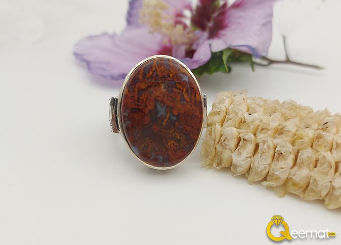 Plume Agate Pure Silver Ring Plume Agate Pure Silver Ring