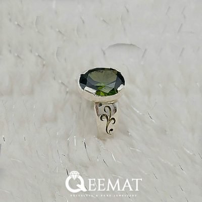Floral Style Zircon Stone Silver Ring for Women - Green Gemstone Ring
