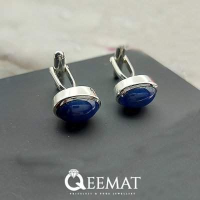 Blue Star Sapphire Cufflinks in 925 Sterling Silver for Men's