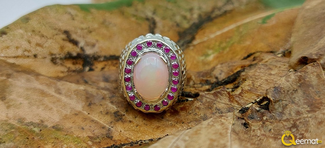 Natural Opal Silver Ring For Boy