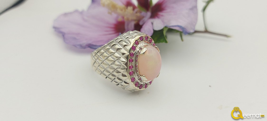 Natural Opal Silver Ring For Boy