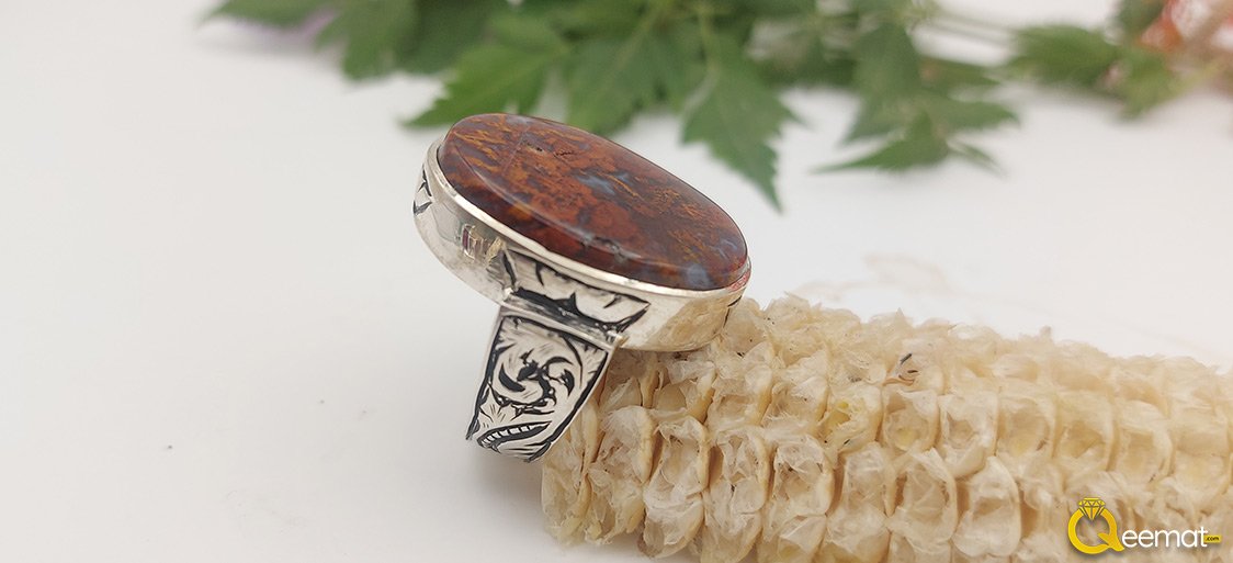 Plume Agate Silver Ring For Men's Plume Agate Silver Ring For Men's