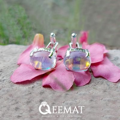 Natural Transparent Opal Gemstone Cufflinks - Made in 925 Sterling Silver