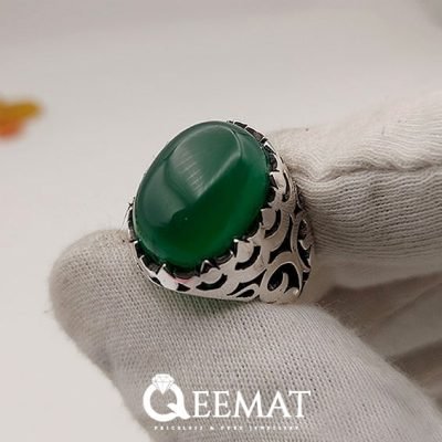 Netted Green Agate Ring Made Of 925 Sterling Silver - Gift for Him