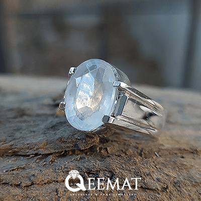 Simple Ring for Men Made of 925 Silver with Natural Quartz Stone