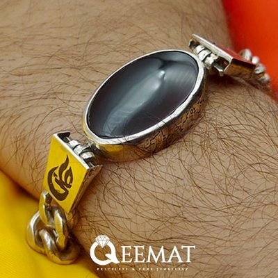Agate Bracelets for Men of 925 Silver - Ya Ali A.S Engraved Bracelet