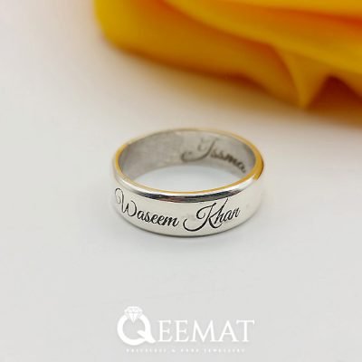 Double Name Ring Band, Sterling Silver Band for Couples' Gift