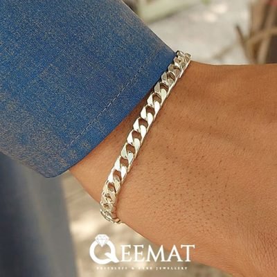 Slim Curb Chain Bracelet for Men - 925 Sterling Silver for Fashion