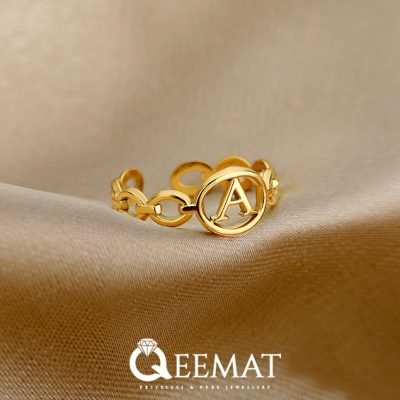 Buy Silver Made Initial Ring in 24k Gold Plated or Silver Plated