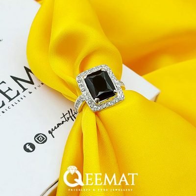 Black Zirconia Gemstone Party Ring for Women - 925 Sterling Silver