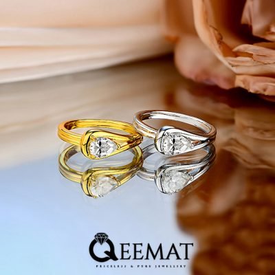 Unique Pear Shaped Engagement Ring - 1 or 2 Carat Moissanite Ring