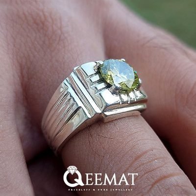 Yellow Stone Handmade Silver Ring - Choose Moissanite or Zirconia