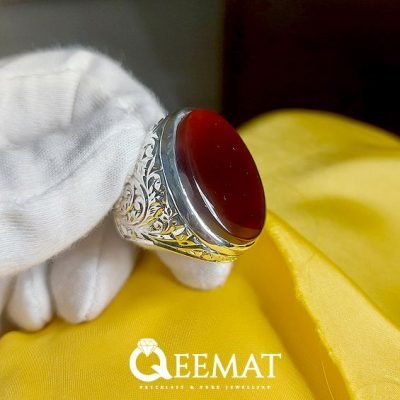 Art Nouveau Silver Yemeni Agate Ring for Men's