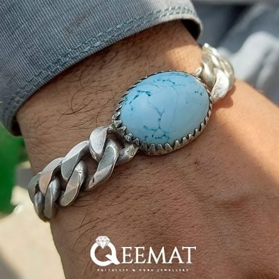 Sterling Silver Turquoise Bracelet Design for Men - 925 Silver