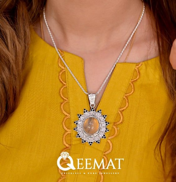 Clear White Quartz Ladies Silver Handmade Necklace