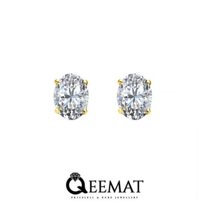 925 Silver Lab Created Oval Cut Diamond Solitaire Stud Earrings