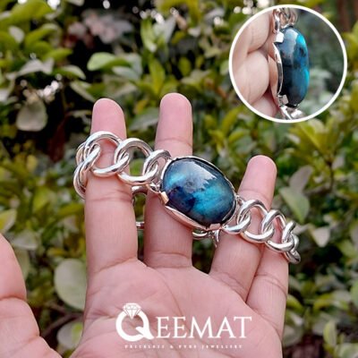 Genuine Labradorite Bracelet for Men - January Birthstone Silver Bracelet