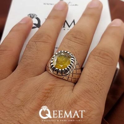 Luxury Hand-Crafted Yellow Sapphire Ring for Men Made Of Silver