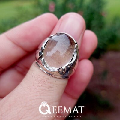 Natural Gold Rutilated Quartz Ring - Moo e Najaf Stone Ring