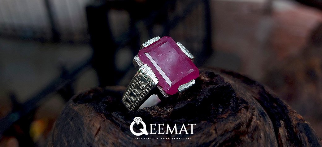 In Hand Ring Picture Garnet Stone Ring For Men's