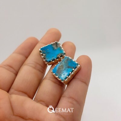 Genuine Turquoise HandmadeSilver Cufflinks for Men's
