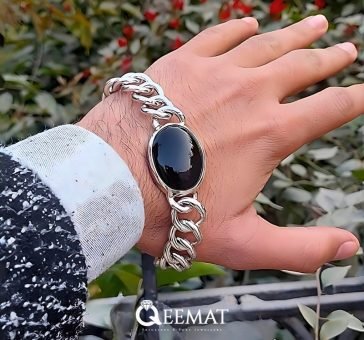 black-gemstone-silver-bracelet